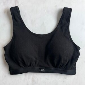 Gap Cotton Ribbed Scoop Neck Bralette in Black size large